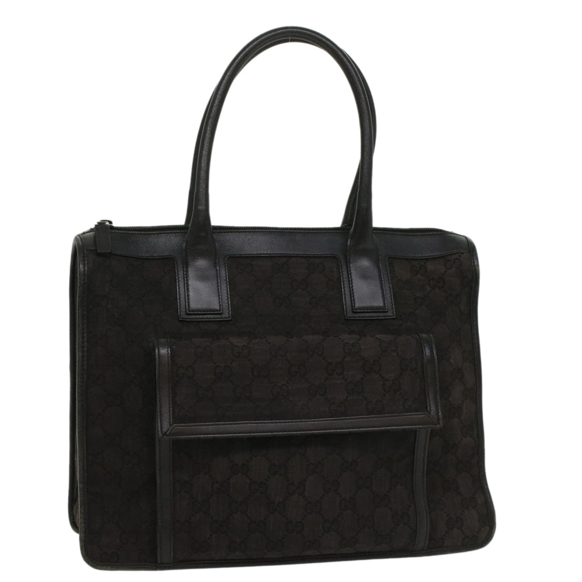GUCCI GG Canvas Hand Bag Leather Black 000 0854 001013 54325