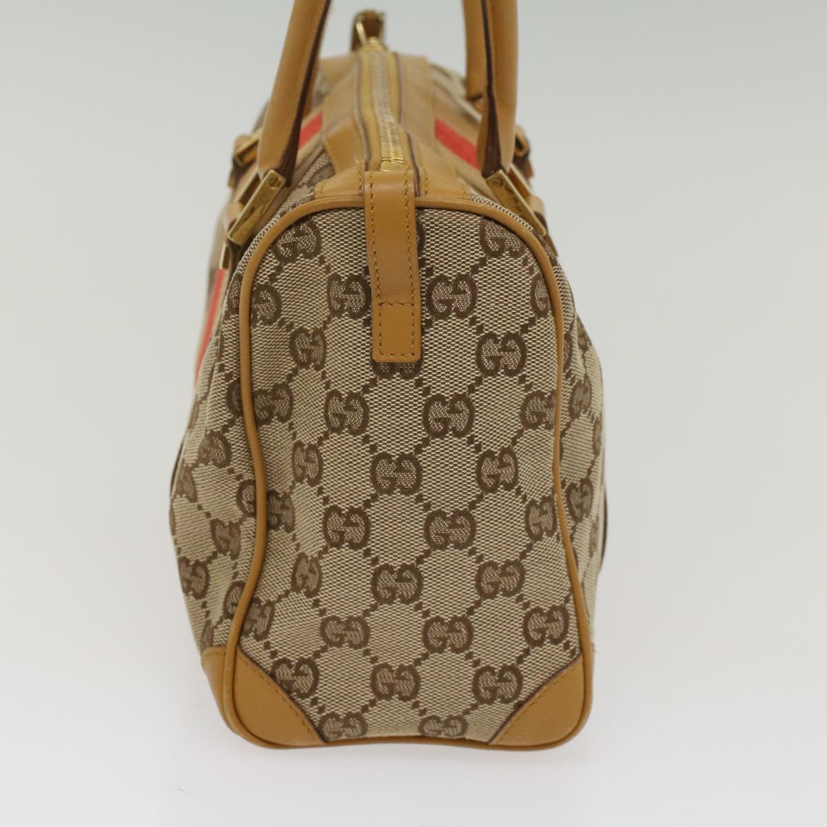 GUCCI GG Canvas Sherry Line Hand Bag Beige Orange Brown 54332