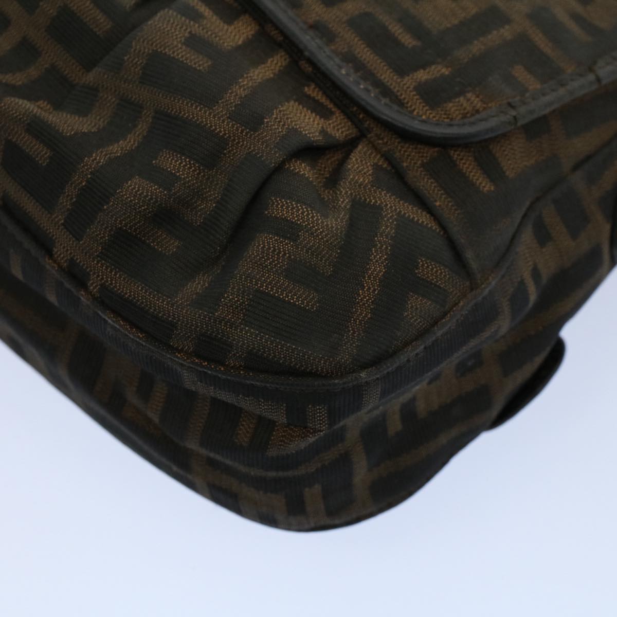 FENDI Shoulder Bag Zucca Canvas Brown Black 54362