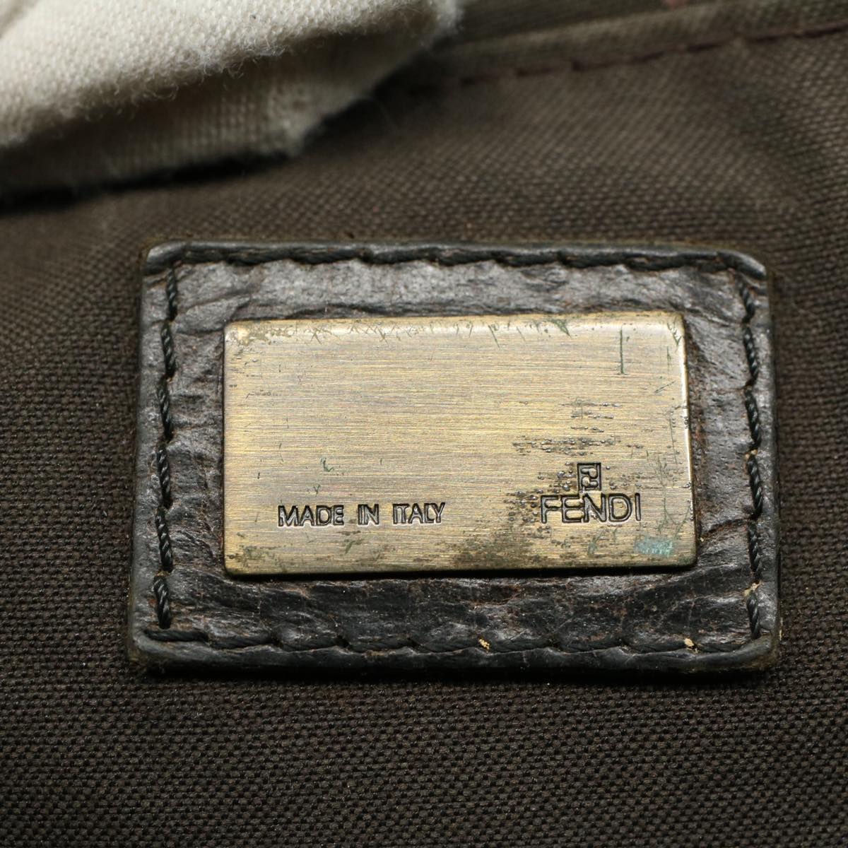 FENDI Shoulder Bag Zucca Canvas Brown Black 54362