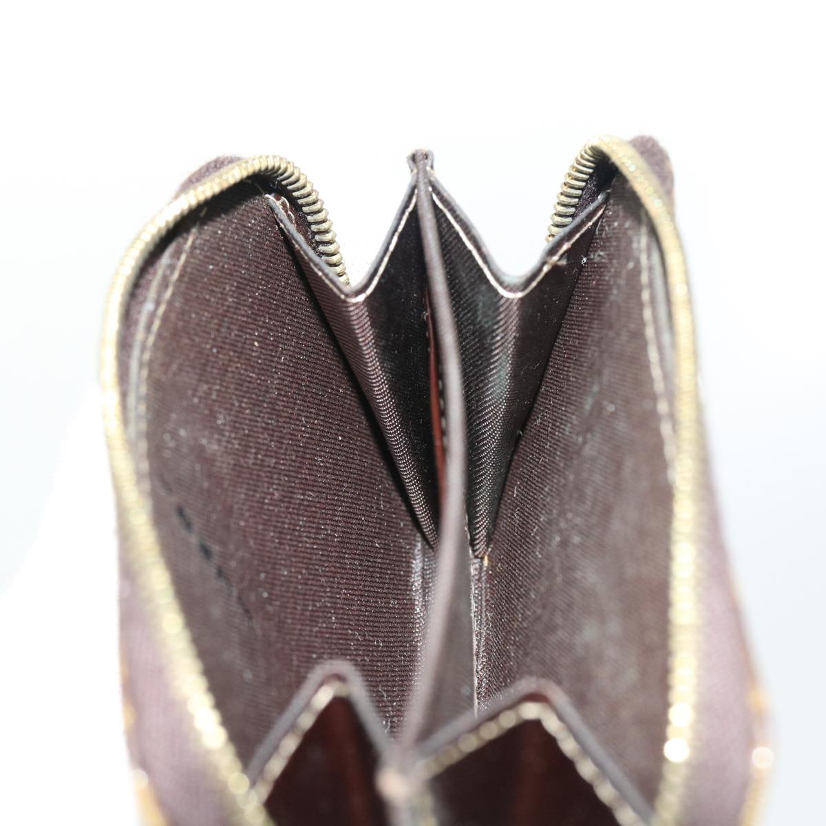 FENDI Zucchino Canvas Shoulder Wallet Enamel Brown 54463