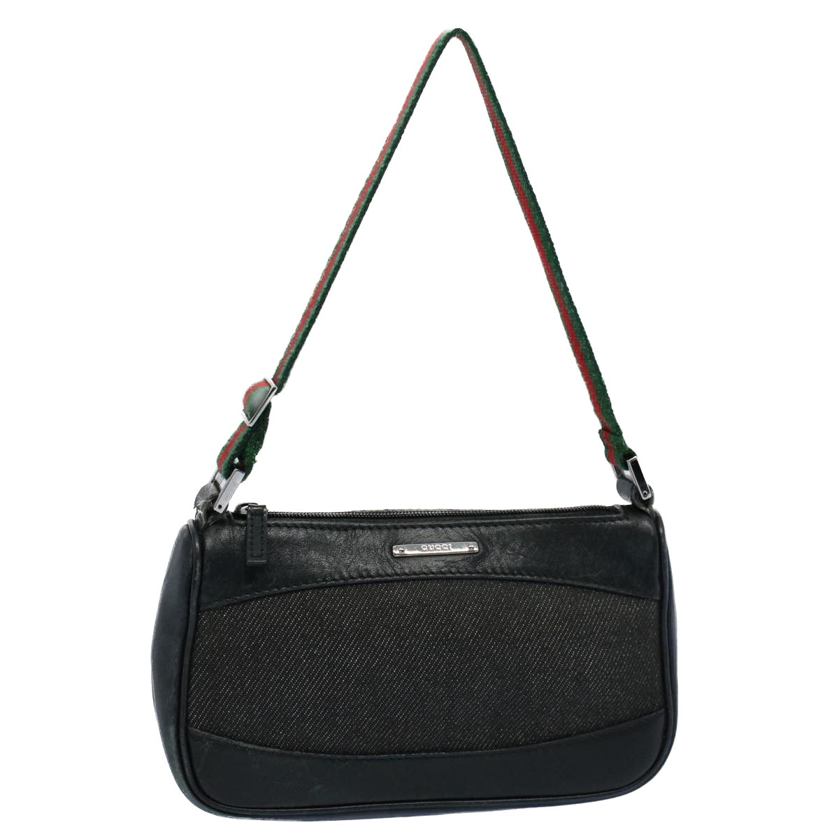 GUCCI Web Sherry Line Shoulder Pouch Canvas Black Red 92821 204991 54532