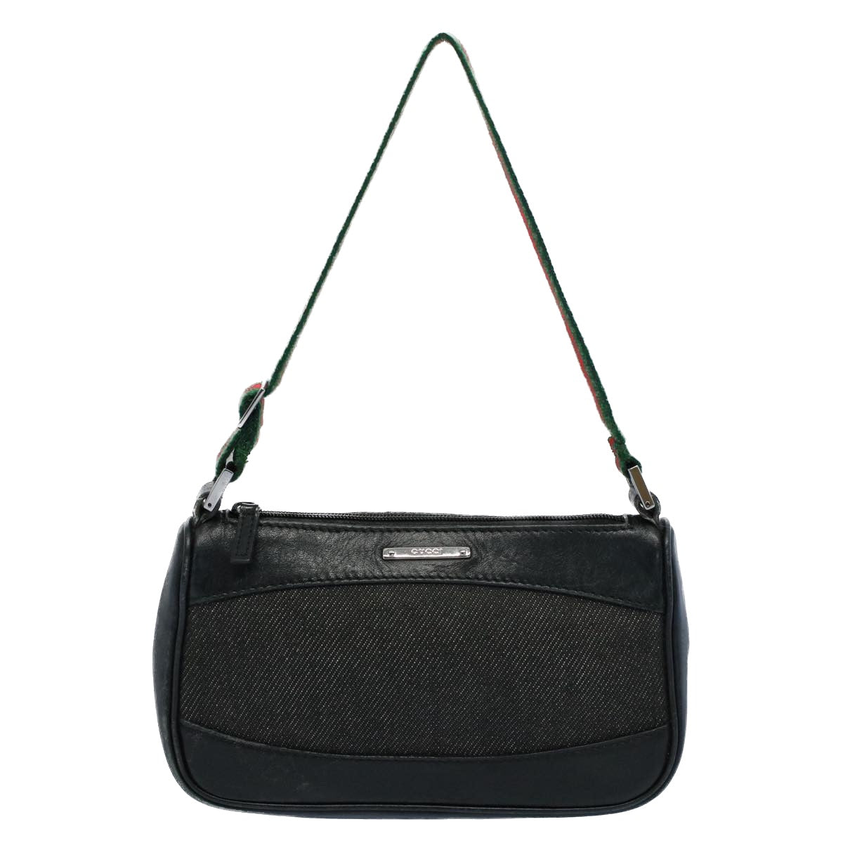 GUCCI Web Sherry Line Shoulder Pouch Canvas Black Red 92821 204991 54532