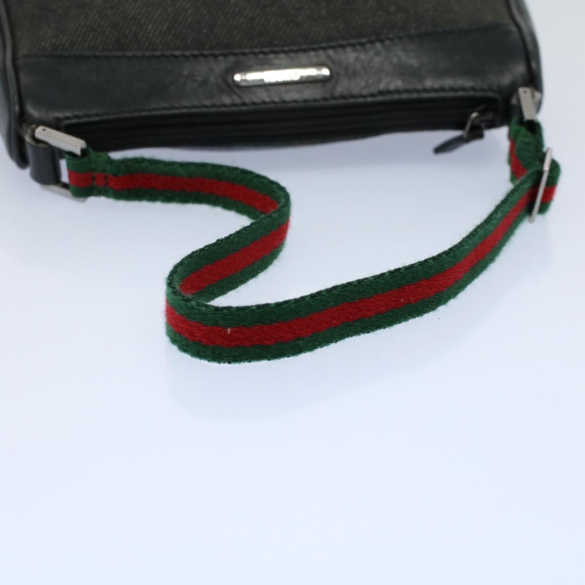 GUCCI Web Sherry Line Shoulder Pouch Canvas Black Red 92821 204991 54532