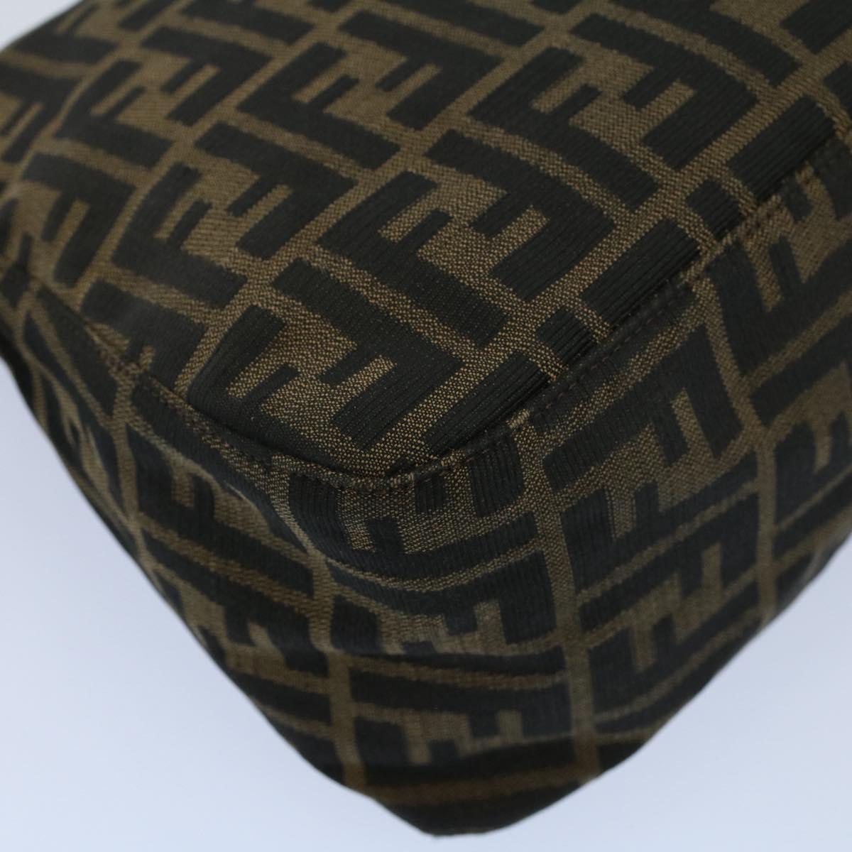 FENDI Zucca Canvas Mamma Baguette Shoulder Bag Black Brown 54707