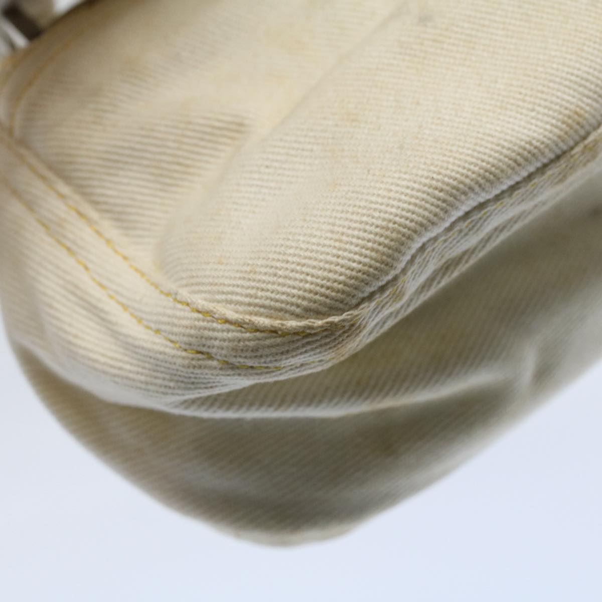 FENDI Mamma Baguette Shoulder Bag Canvas Beige Yellow 54739