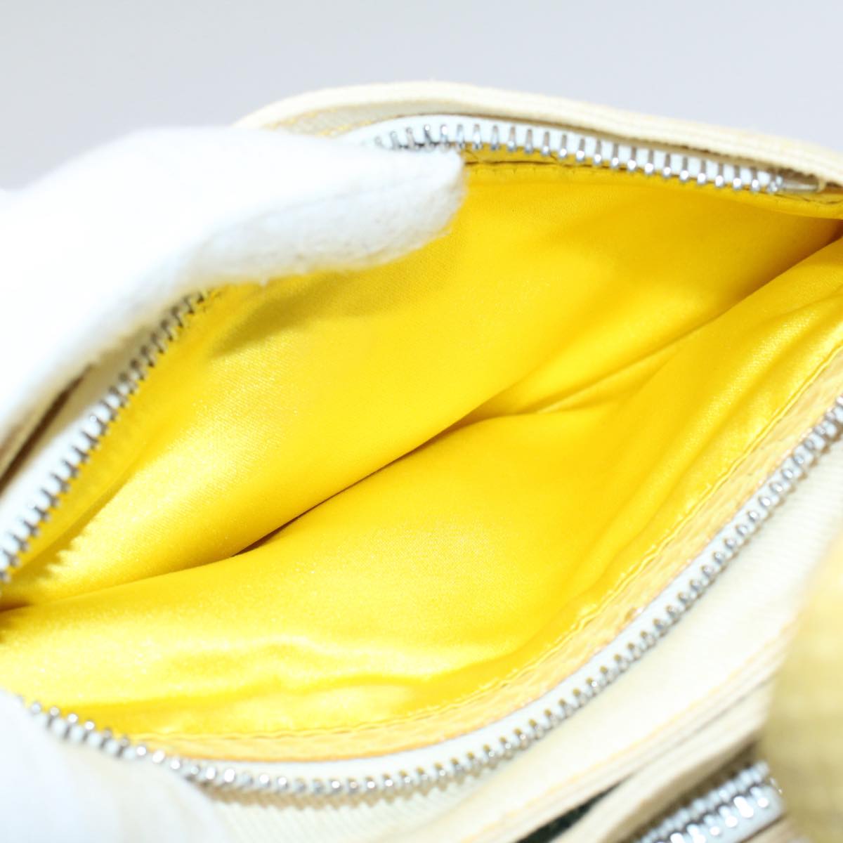 FENDI Mamma Baguette Shoulder Bag Canvas Beige Yellow 54739
