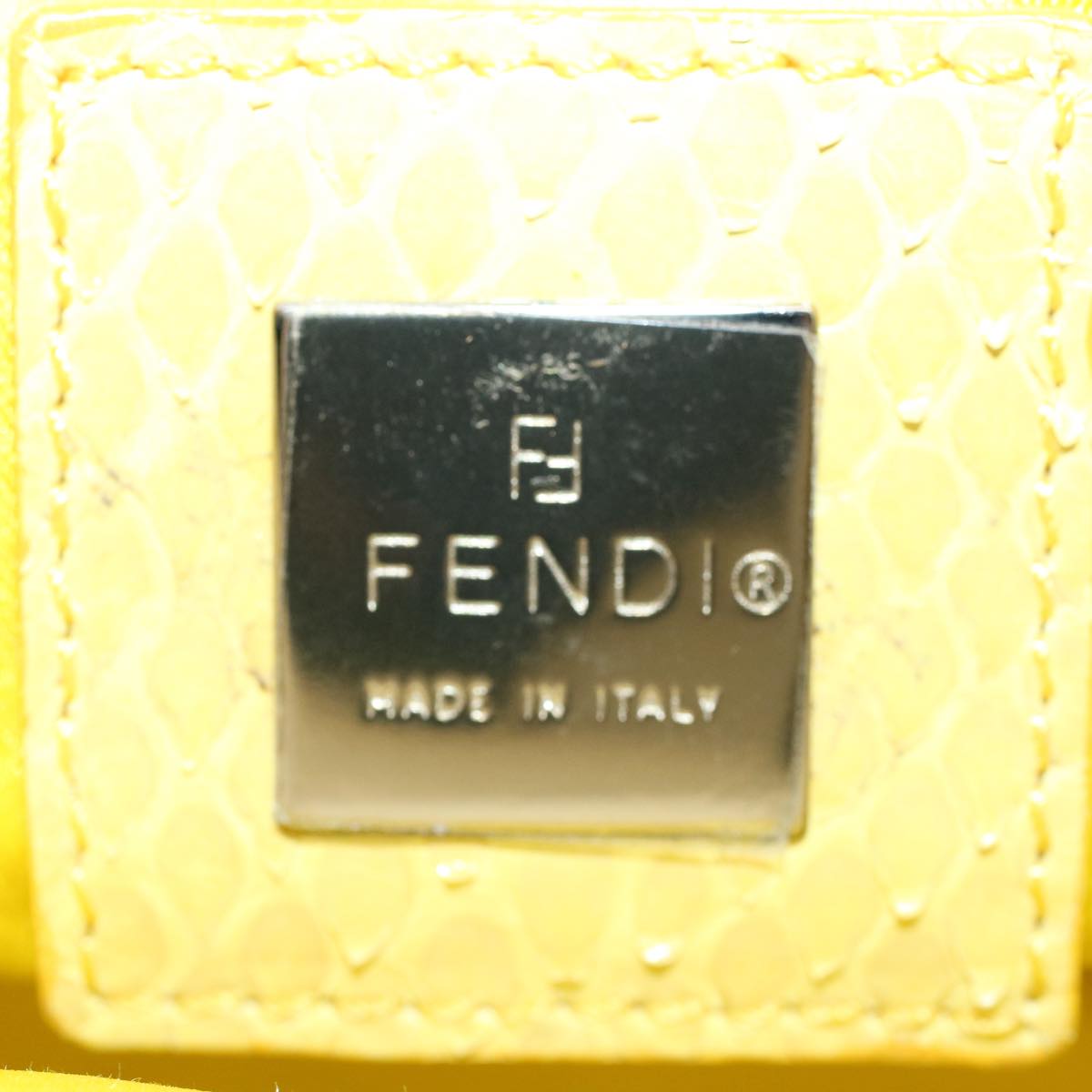 FENDI Mamma Baguette Shoulder Bag Canvas Beige Yellow 54739