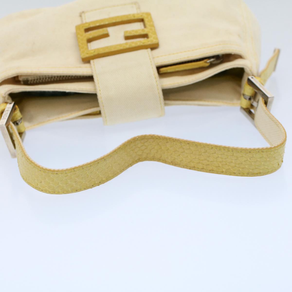FENDI Mamma Baguette Shoulder Bag Canvas Beige Yellow 54739