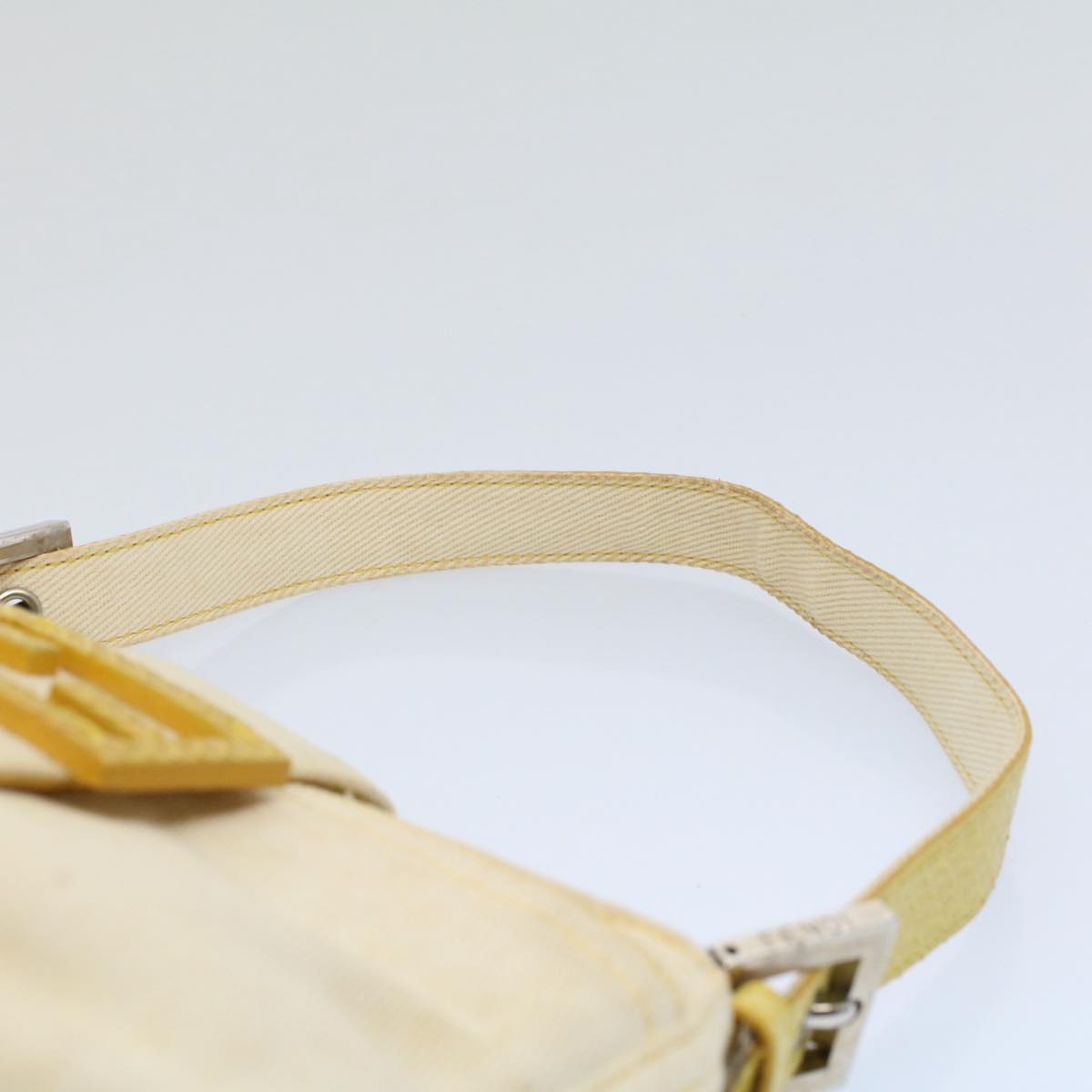 FENDI Mamma Baguette Shoulder Bag Canvas Beige Yellow 54739