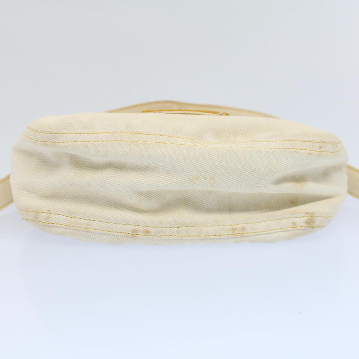 FENDI Mamma Baguette Shoulder Bag Canvas Beige Yellow 54739