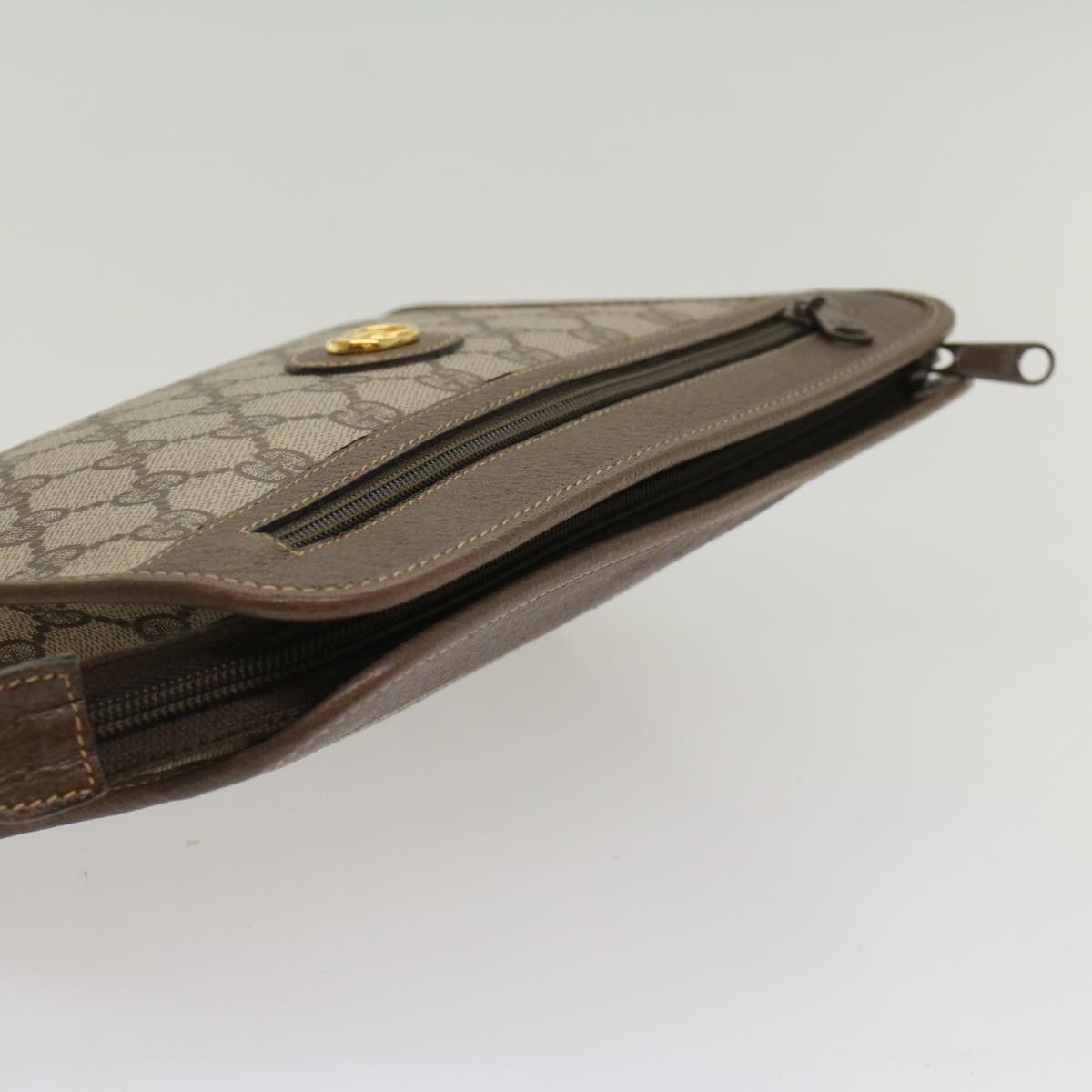 GUCCI GG Canvas Clutch Bag PVC Leather Beige 014 115 54802