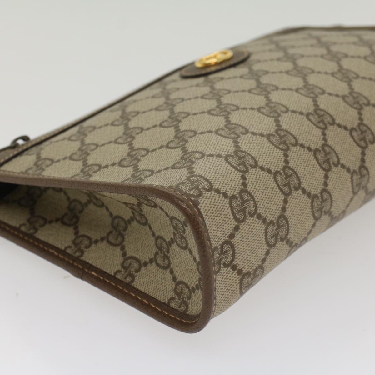 GUCCI GG Canvas Clutch Bag PVC Leather Beige 014 115 54802