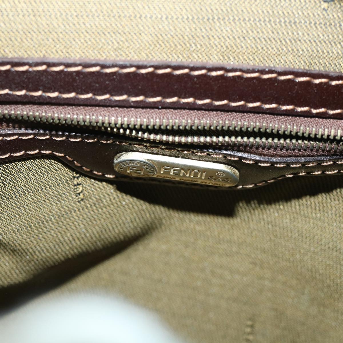 FENDI Zucca Canvas Hand Bag Black Brown 54803