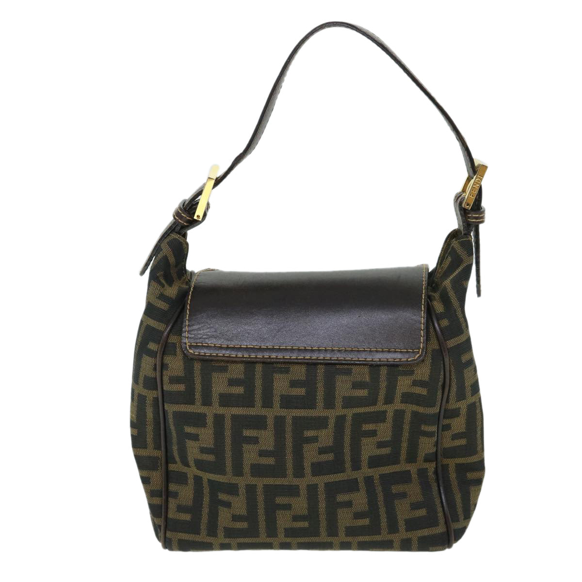FENDI Zucca Canvas Hand Bag Black Brown 54803