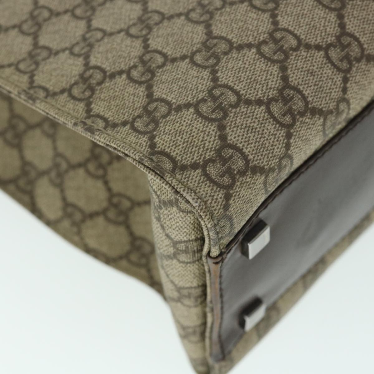 GUCCI GG Canvas Tote Bag PVC Leather Beige 91249 54809
