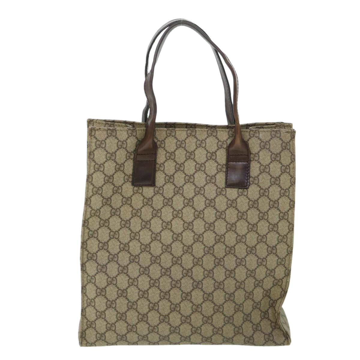 GUCCI GG Canvas Tote Bag PVC Leather Beige 91249 54809