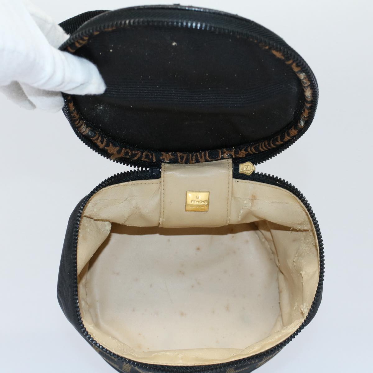FENDI Vanity Cosmetic Pouch Canvas Black 54858