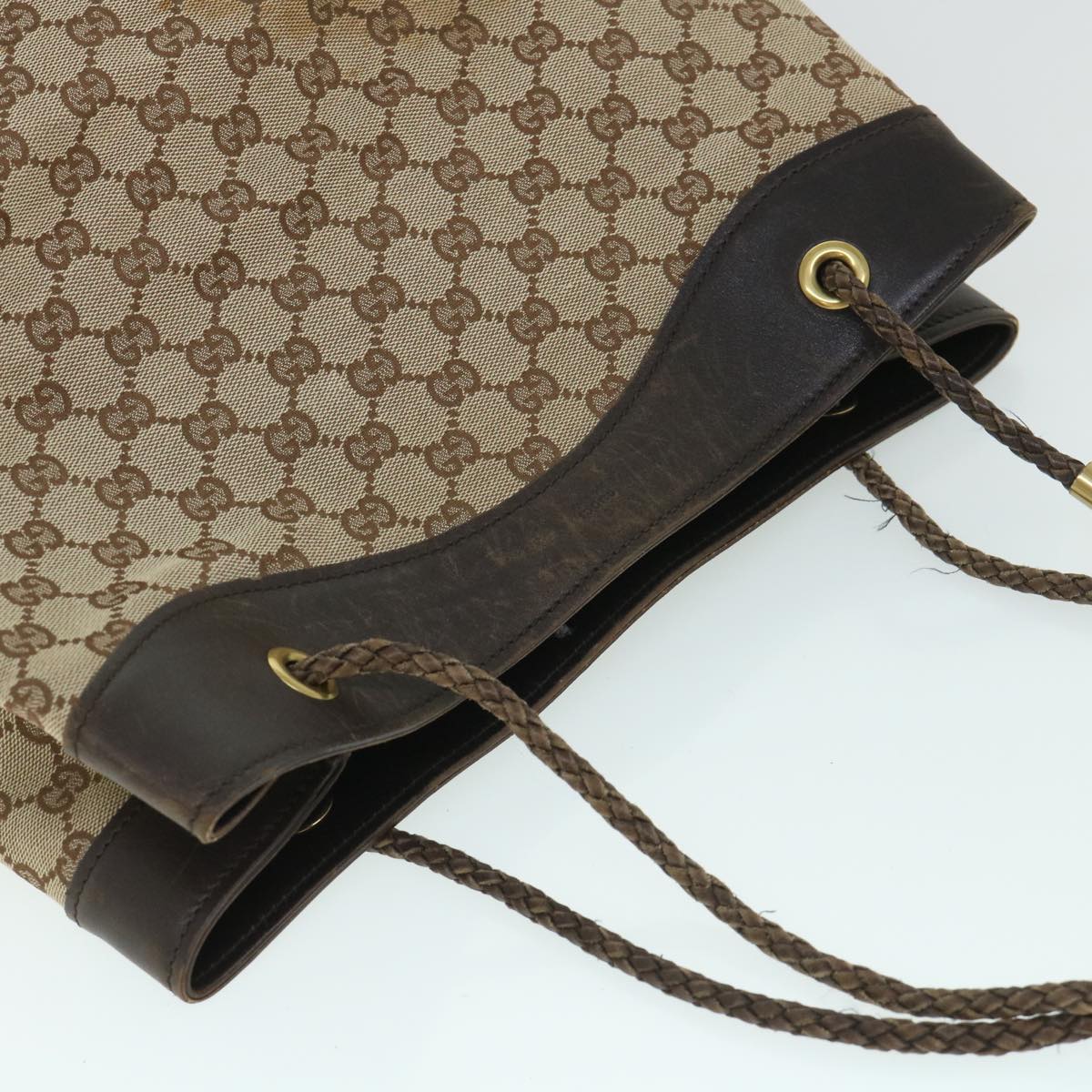 GUCCI GG Canvas Tote Bag Beige Brown 109141 54873