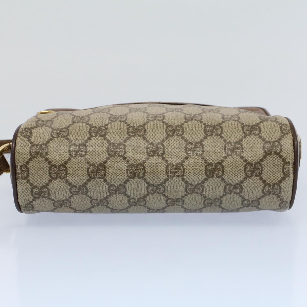GUCCI GG Canvas Web Sherry Line Shoulder Bag PVC Leather Beige Green 54875