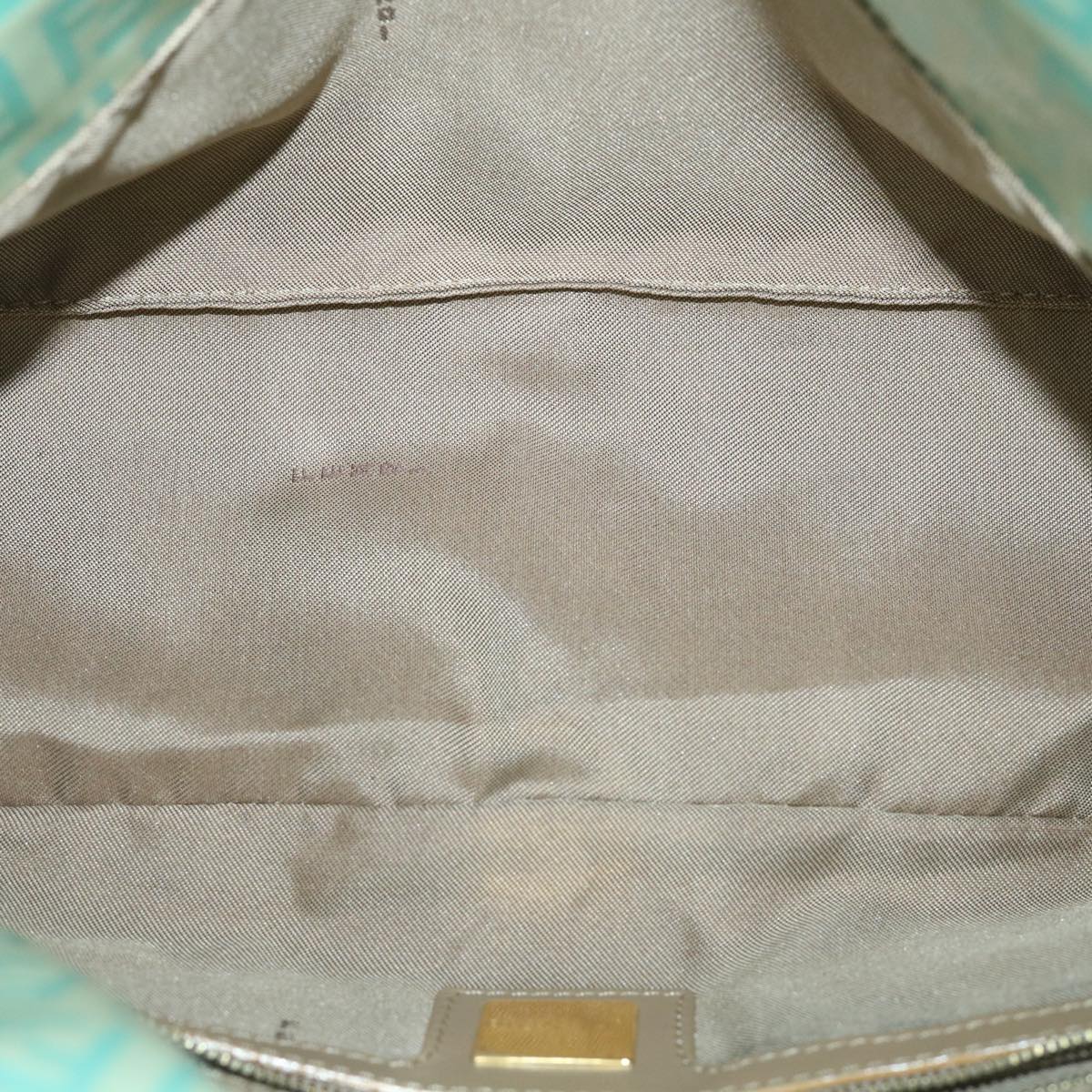 FENDI Zucchino Canvas Mamma Baguette Shoulder Bag Coated Canvas Blue 54889