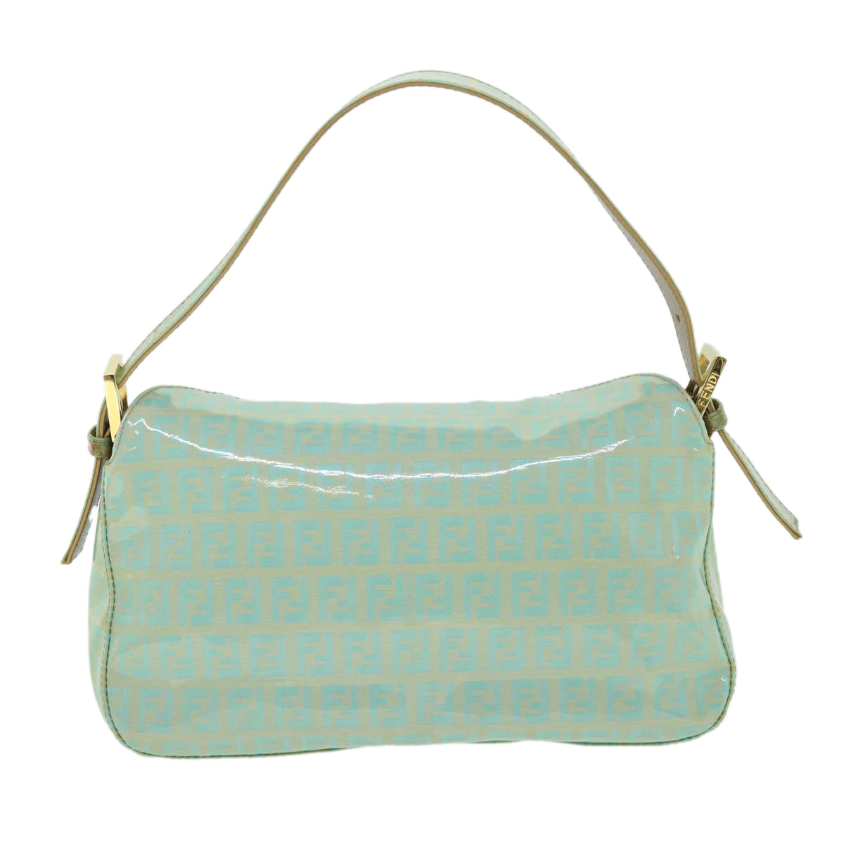 FENDI Zucchino Canvas Mamma Baguette Shoulder Bag Coated Canvas Blue 54889