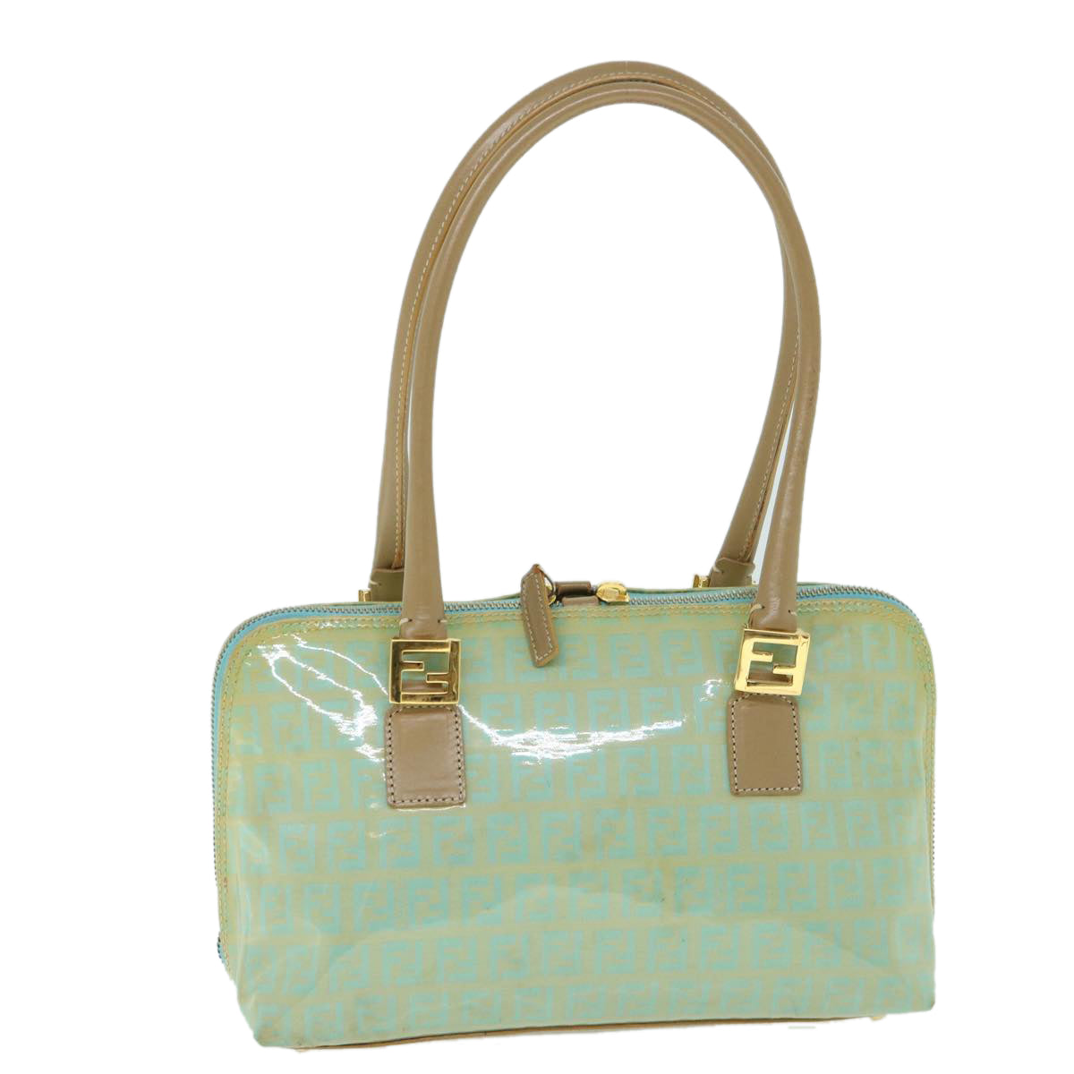 FENDI Zucchino Canvas Shoulder Bag Coated Canvas Blue 54908