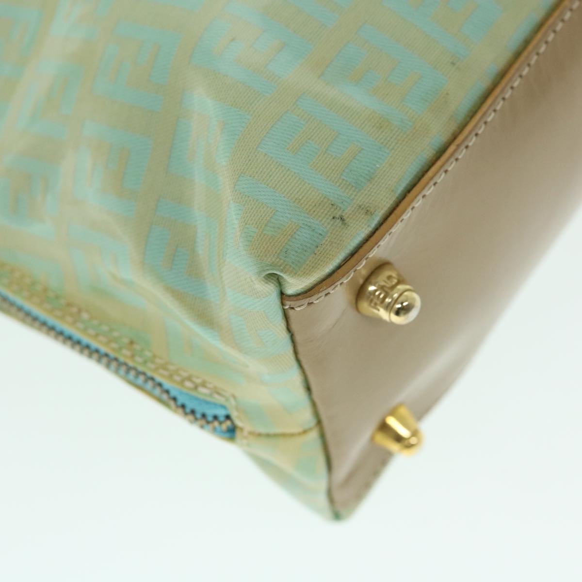 FENDI Zucchino Canvas Shoulder Bag Coated Canvas Blue 54908