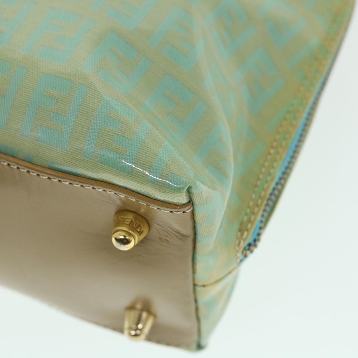 FENDI Zucchino Canvas Shoulder Bag Coated Canvas Blue 54908