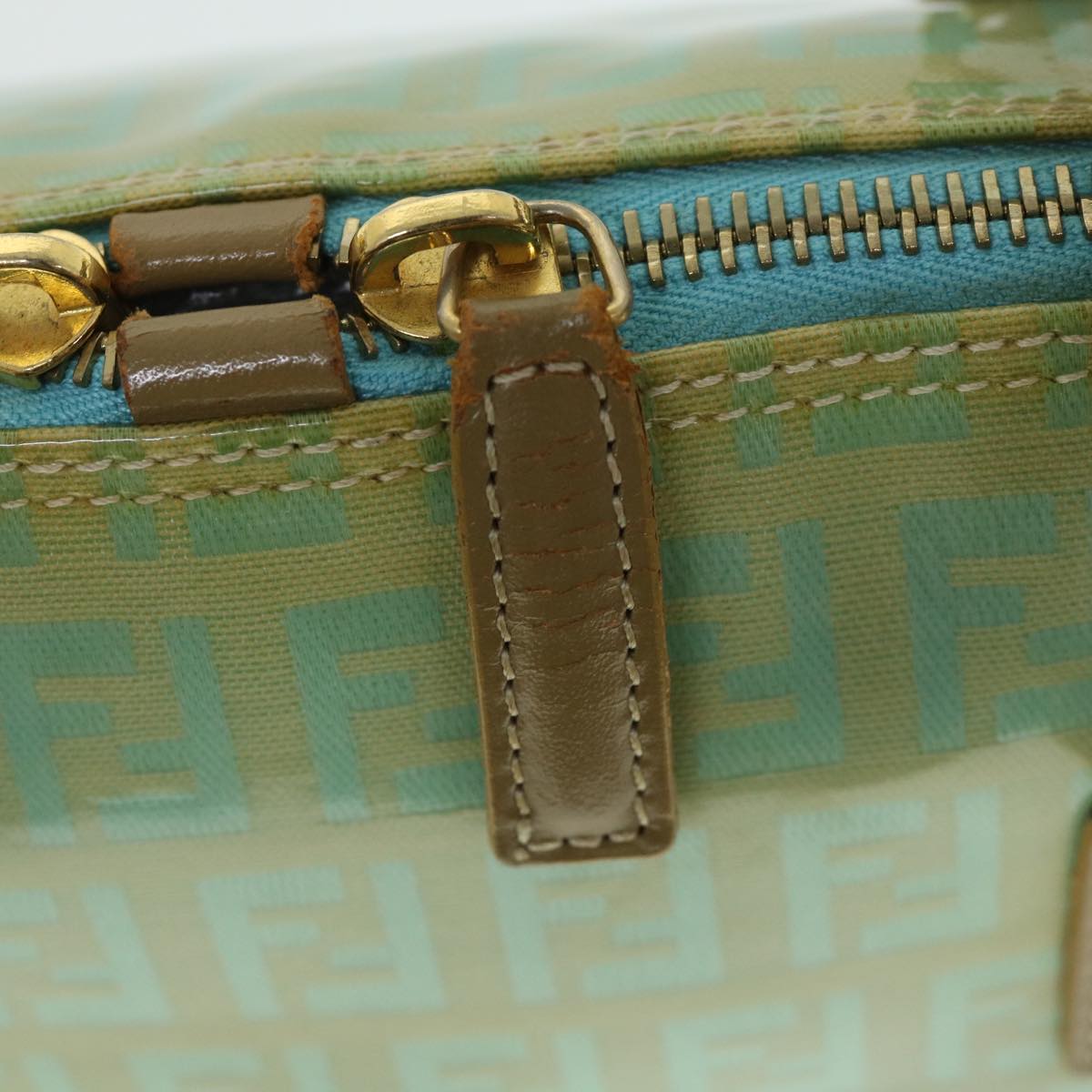 FENDI Zucchino Canvas Shoulder Bag Coated Canvas Blue 54908