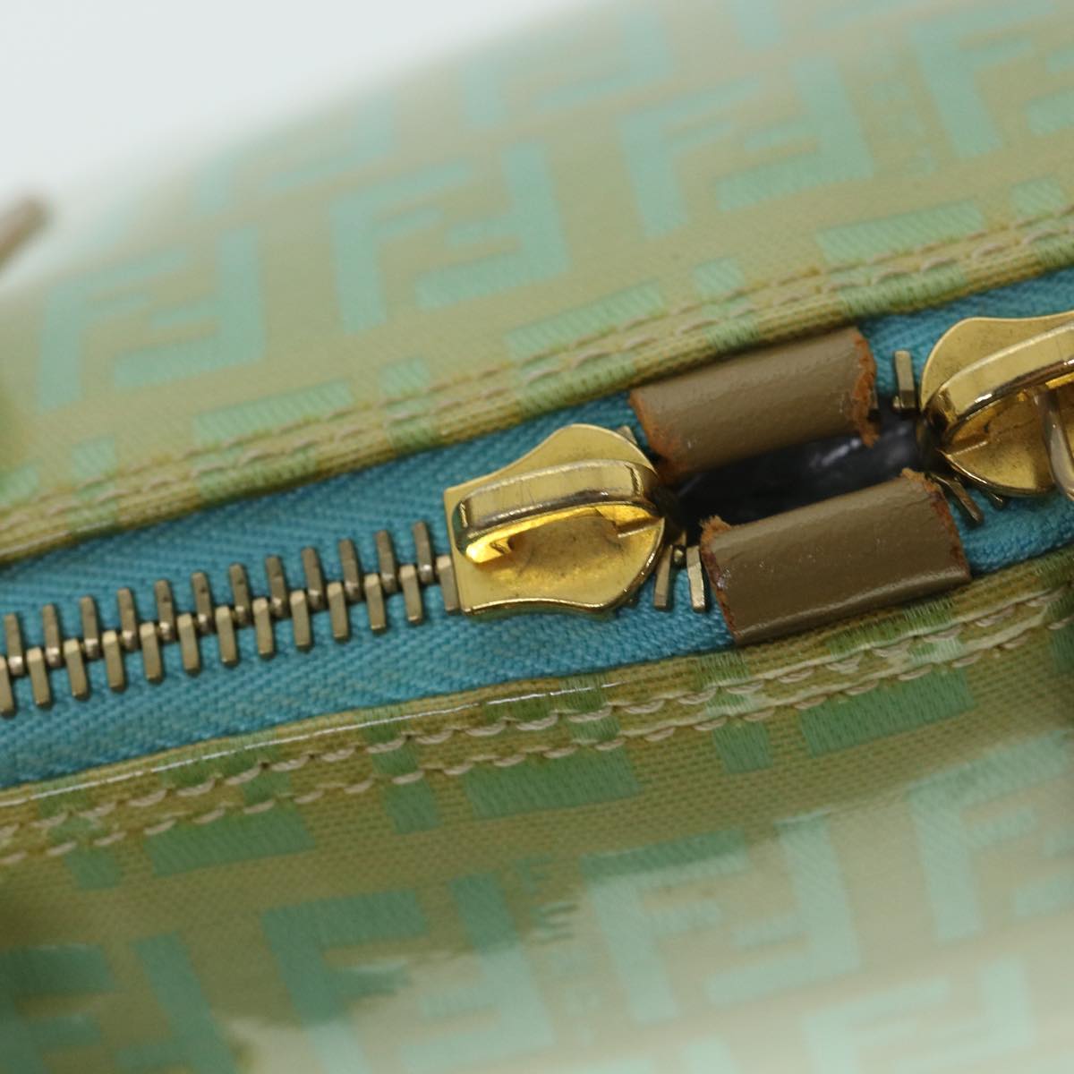 FENDI Zucchino Canvas Shoulder Bag Coated Canvas Blue 54908
