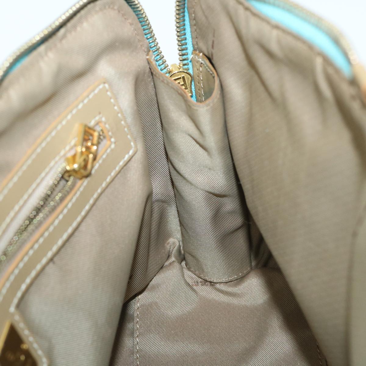 FENDI Zucchino Canvas Shoulder Bag Coated Canvas Blue 54908