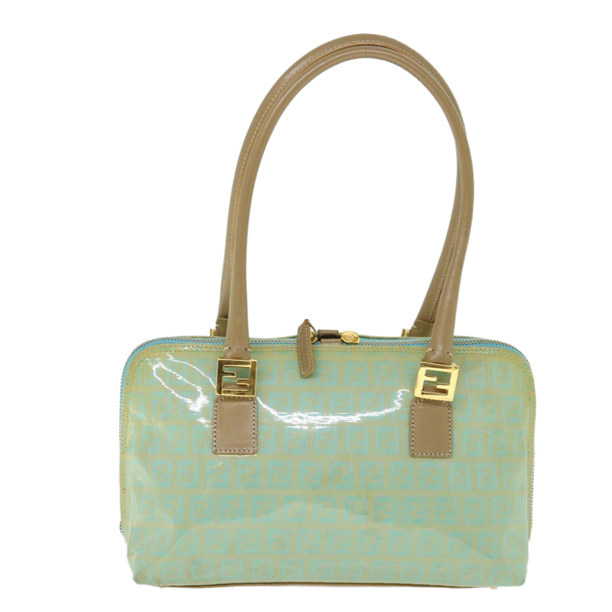 FENDI Zucchino Canvas Shoulder Bag Coated Canvas Blue 54908
