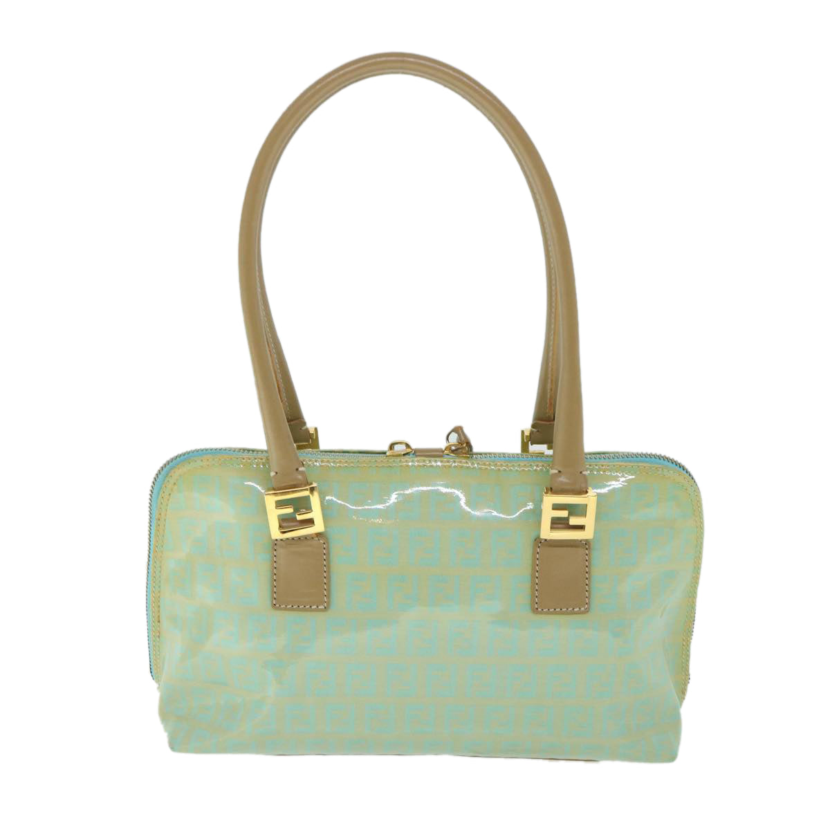 FENDI Zucchino Canvas Shoulder Bag Coated Canvas Blue 54908