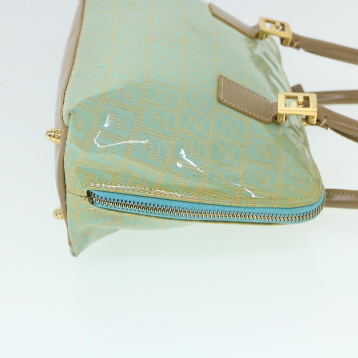 FENDI Zucchino Canvas Shoulder Bag Coated Canvas Blue 54908