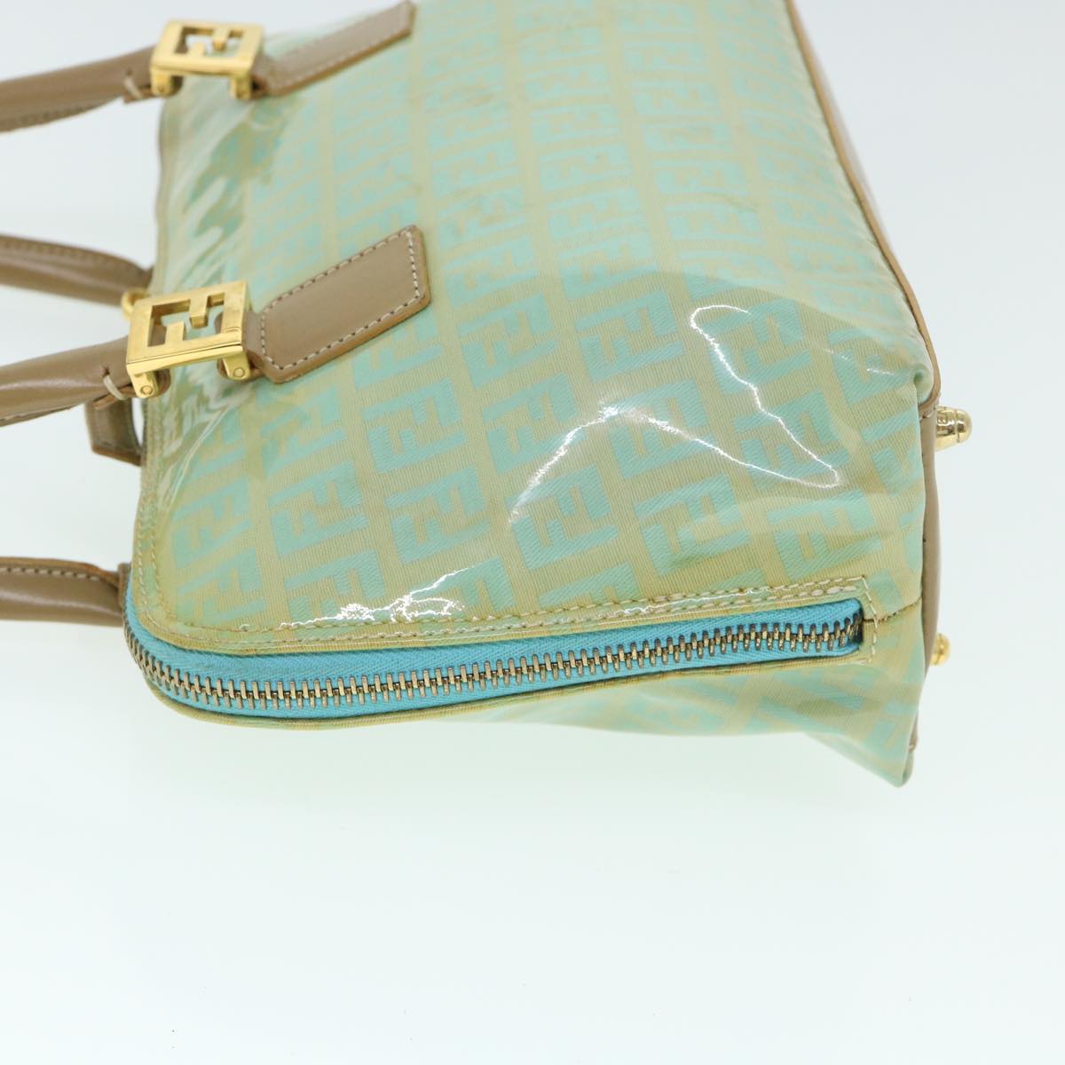 FENDI Zucchino Canvas Shoulder Bag Coated Canvas Blue 54908