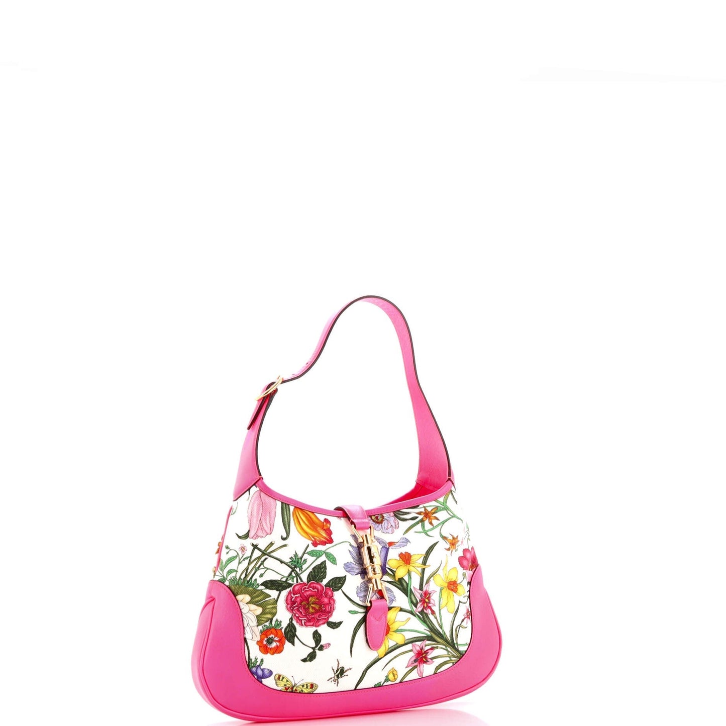 Jackie Hobo Flora Canvas with Leather Medium