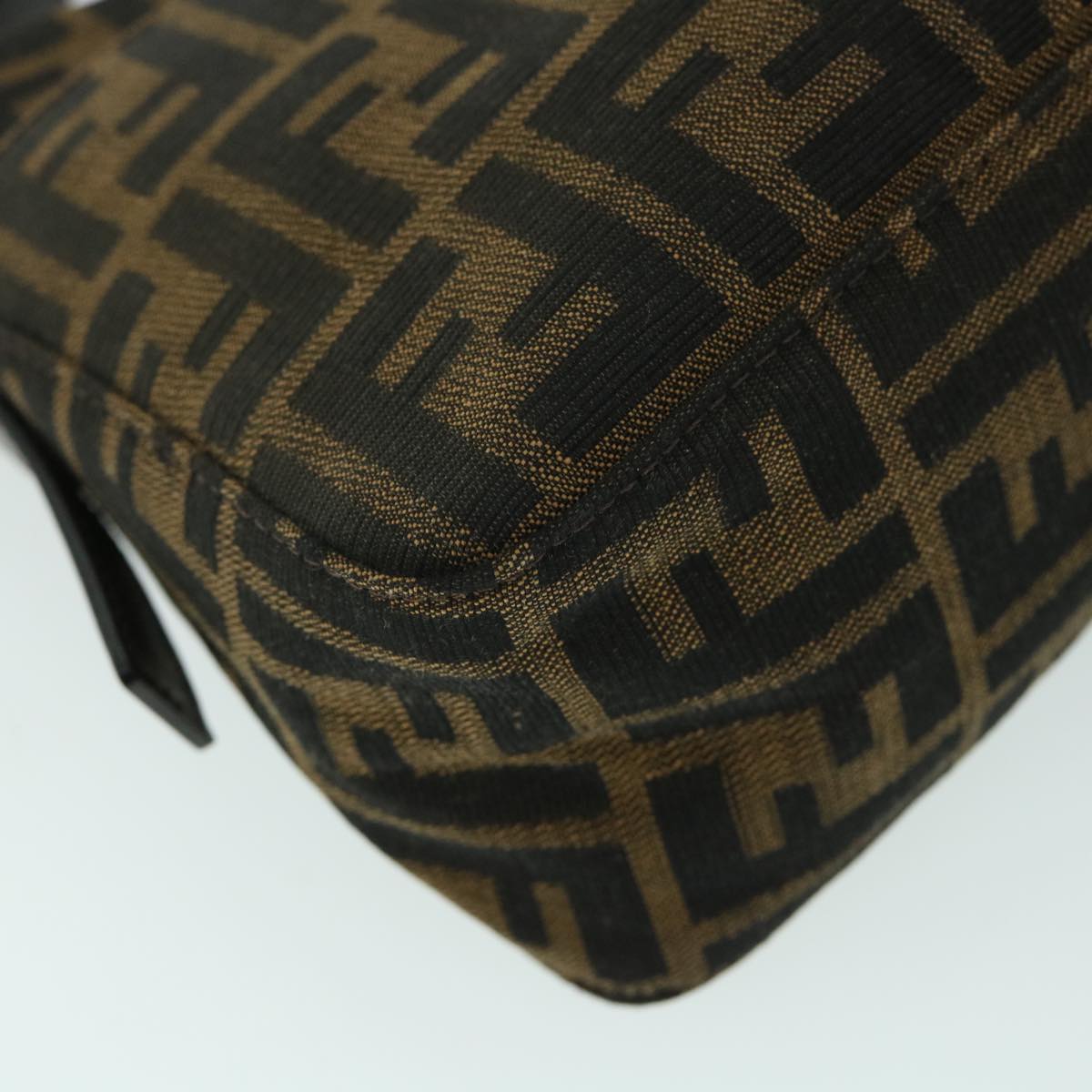 FENDI Zucca Canvas Mamma Baguette Shoulder Bag Black Brown 54960