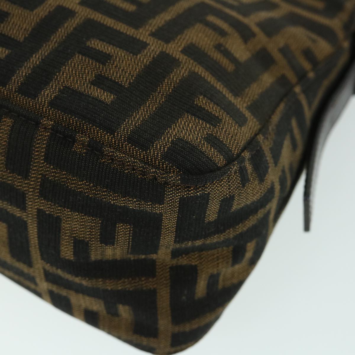 FENDI Zucca Canvas Mamma Baguette Shoulder Bag Black Brown 54960
