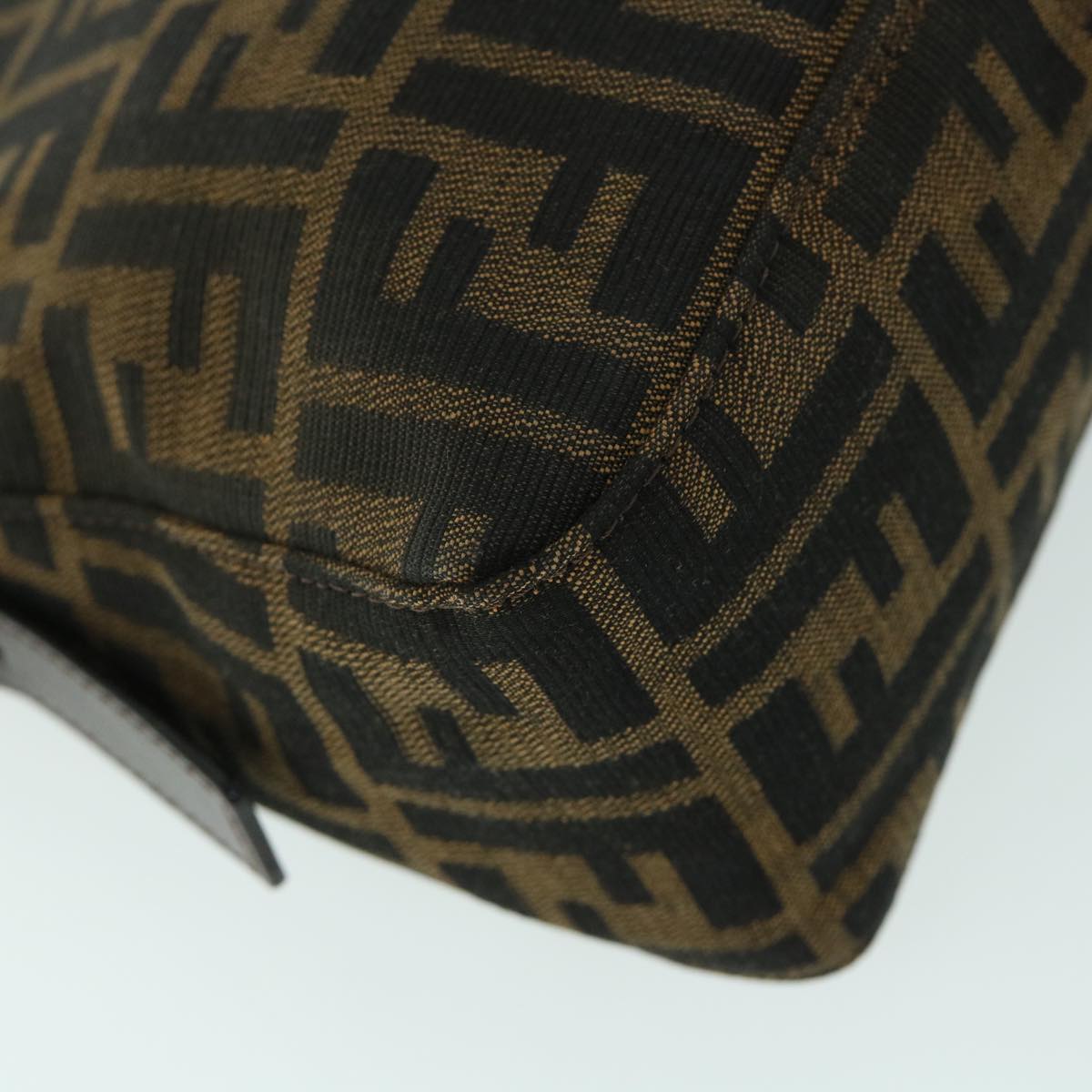 FENDI Zucca Canvas Mamma Baguette Shoulder Bag Black Brown 54960