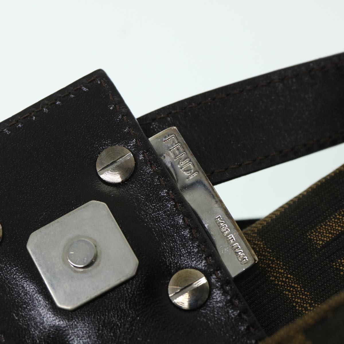 FENDI Zucca Canvas Mamma Baguette Shoulder Bag Black Brown 54960