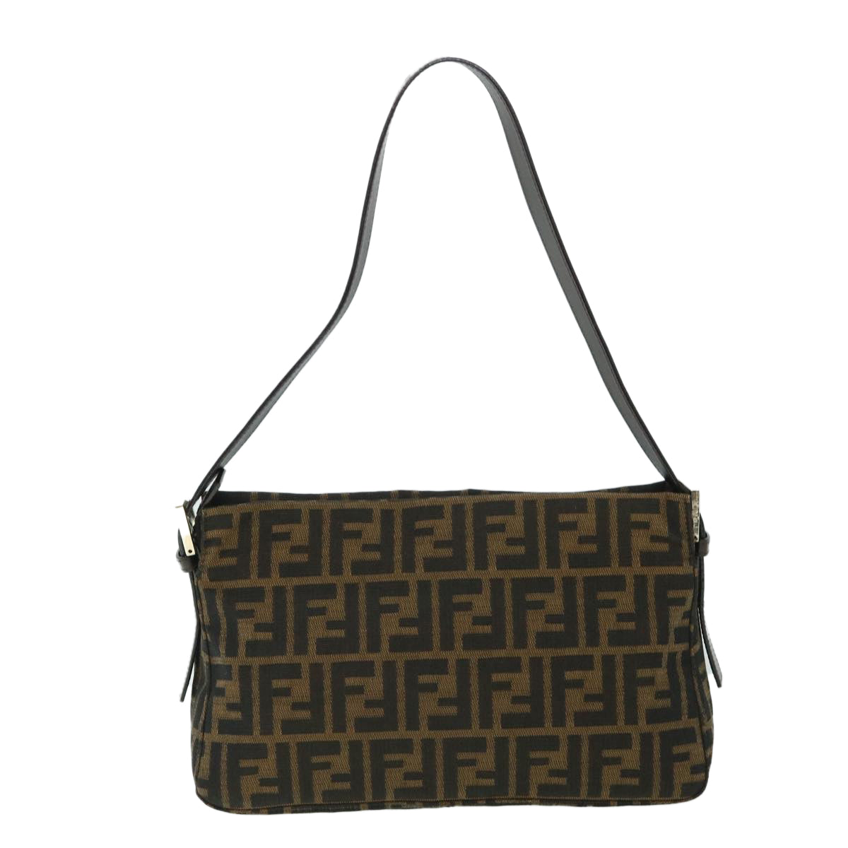 FENDI Zucca Canvas Mamma Baguette Shoulder Bag Black Brown 54960