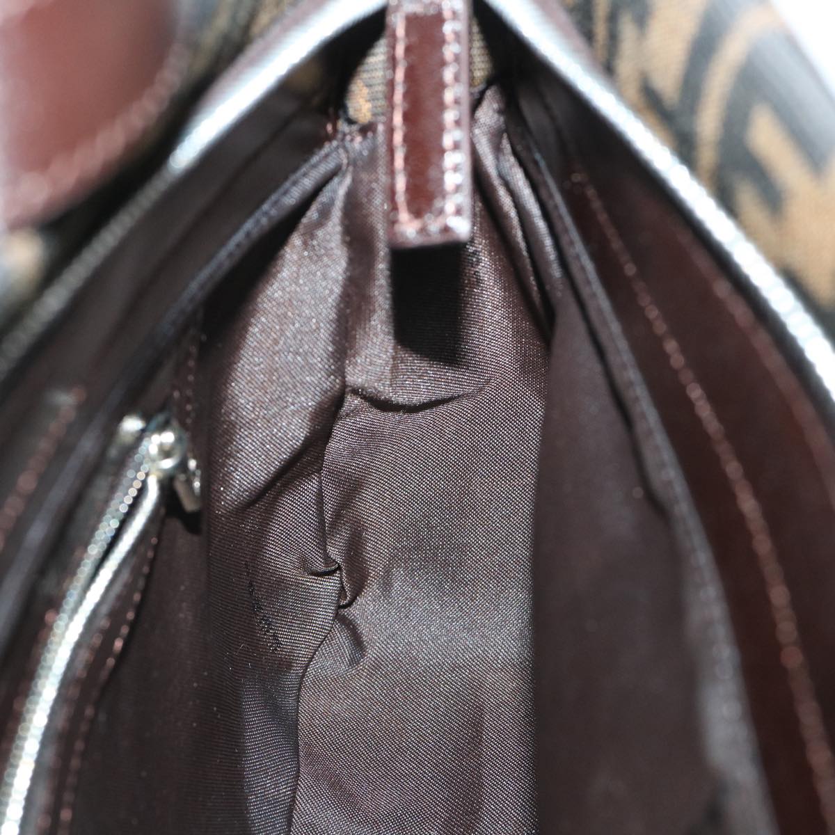 FENDI Zucca Canvas Mamma Baguette Shoulder Bag Black Brown 54960