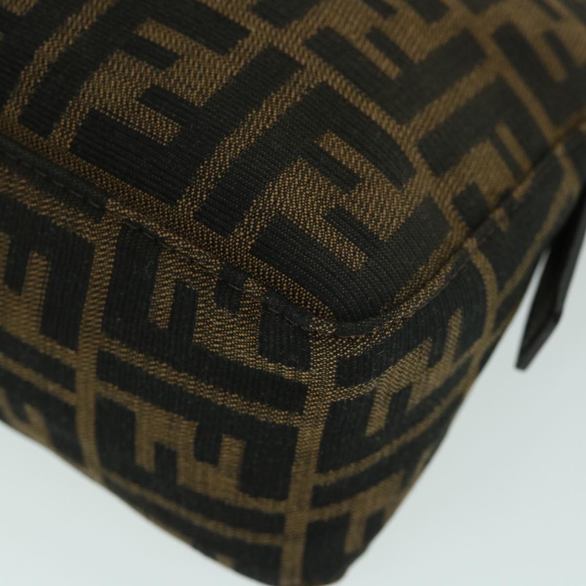 FENDI Zucca Canvas Mamma Baguette Shoulder Bag Black Brown 54960