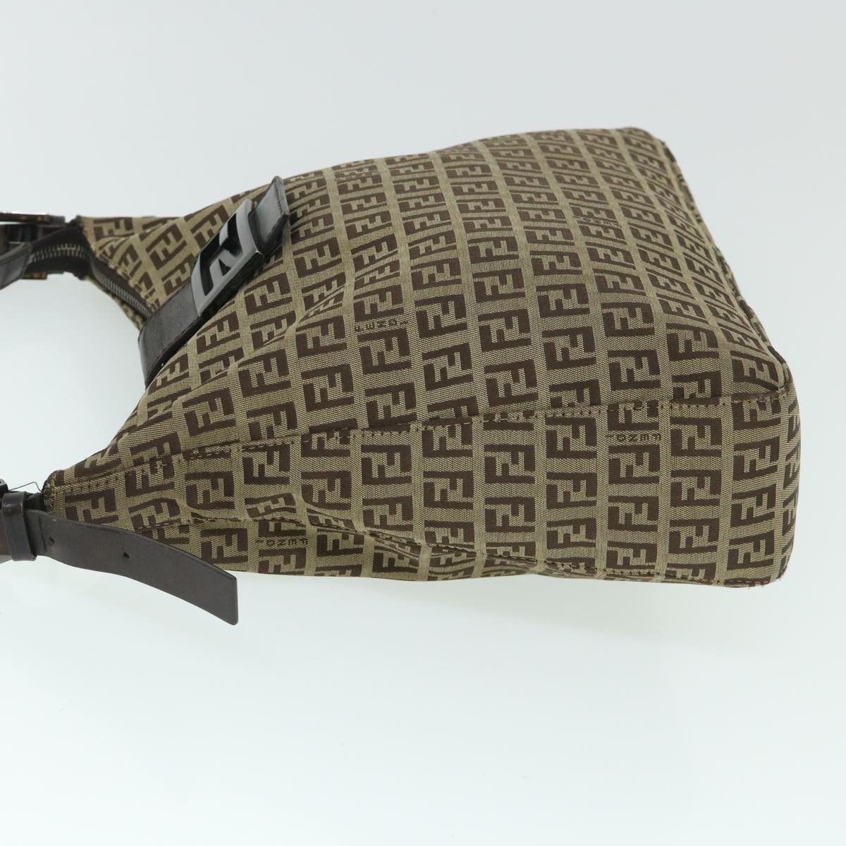 FENDI Zucchino Canvas Mamma Baguette Shoulder Bag Brown 54964