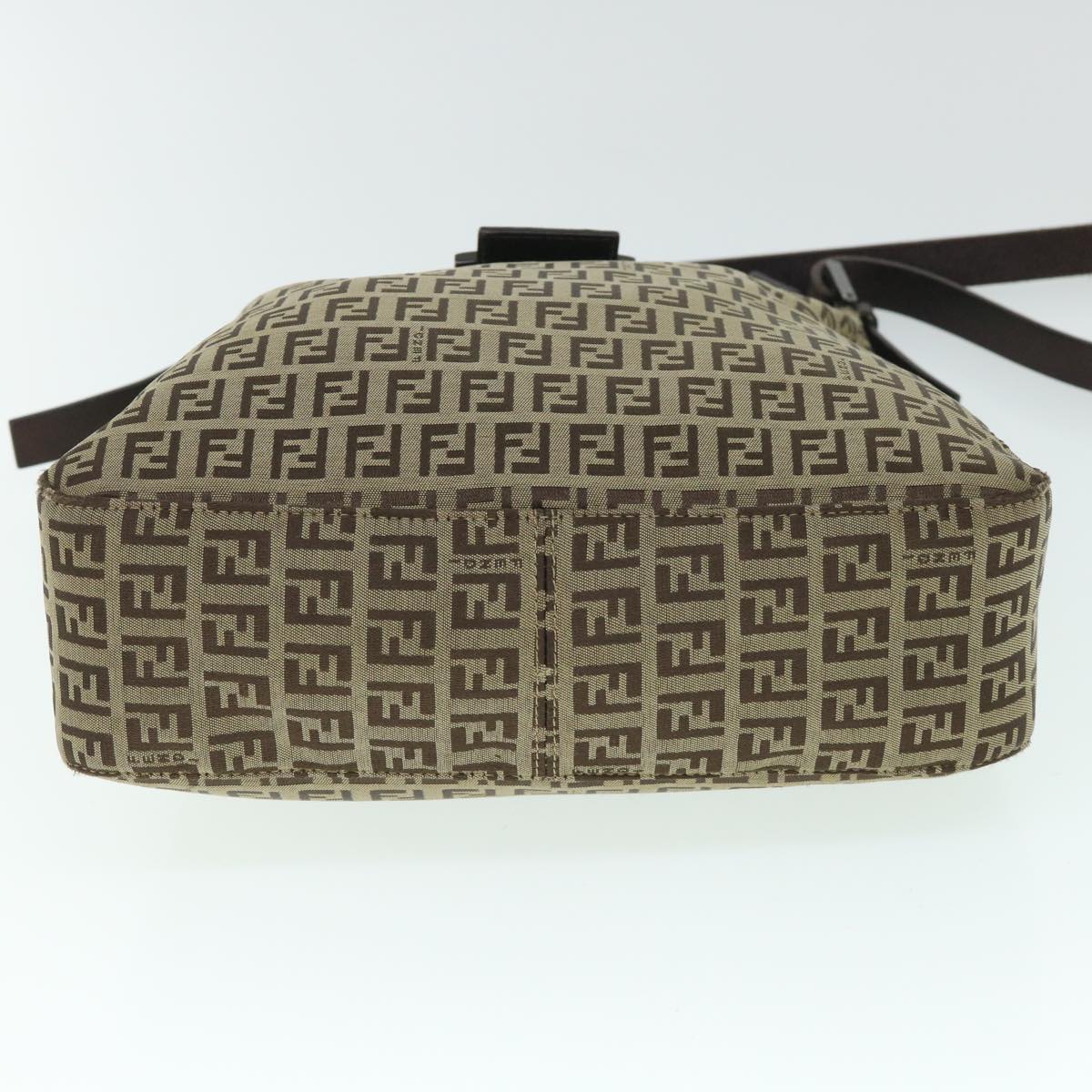 FENDI Zucchino Canvas Mamma Baguette Shoulder Bag Brown 54964