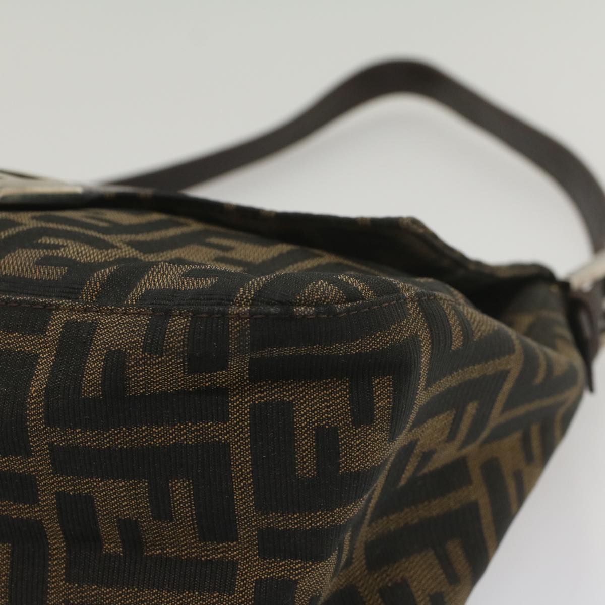 FENDI Zucca Canvas Mamma Baguette Shoulder Bag Brown Black 55001