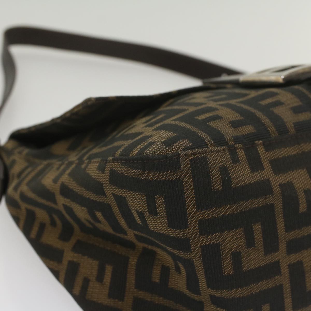FENDI Zucca Canvas Mamma Baguette Shoulder Bag Brown Black 55001