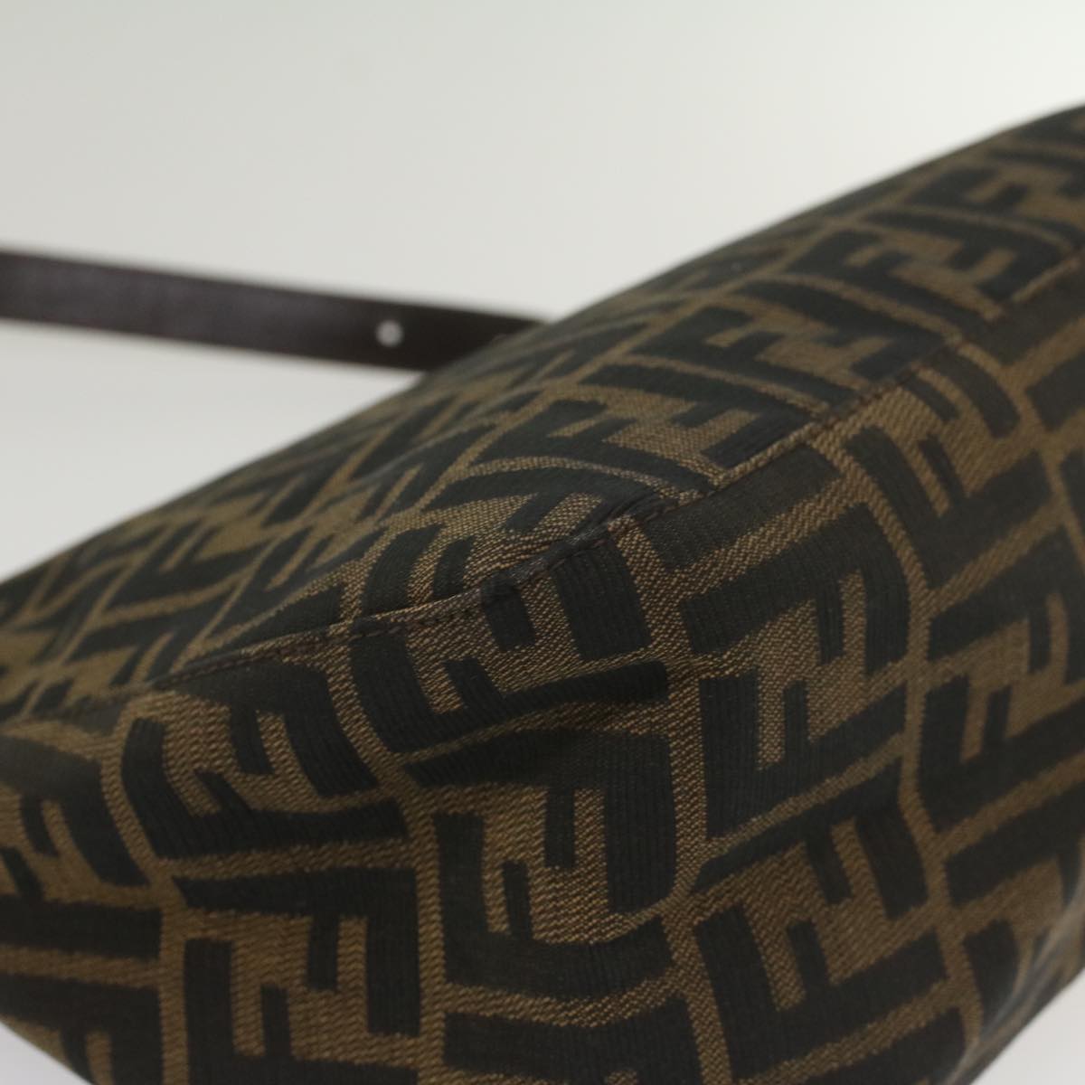 FENDI Zucca Canvas Mamma Baguette Shoulder Bag Brown Black 55001