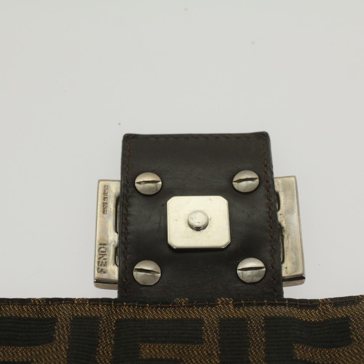 FENDI Zucca Canvas Mamma Baguette Shoulder Bag Brown Black 55001